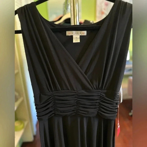 AA Studio Black Sleeveless Ruched Dress – Size 10 NWT - Picture 4 of 4